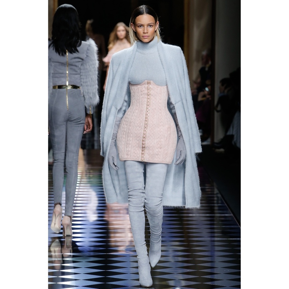 BALMAIN Fall 2016 Runway Boned Hook & Eye Skirt